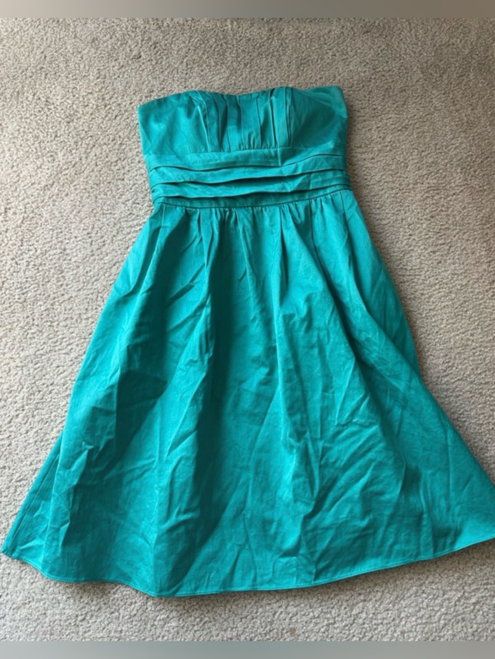 David's Bridal Teal Strapless A-Line Party Dress bridesmaid formal prom